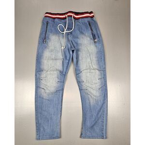 Rockstar Original Jeans Mens 38x27. Y2K Denim Jeans. Draw String, Zipper Ankle.